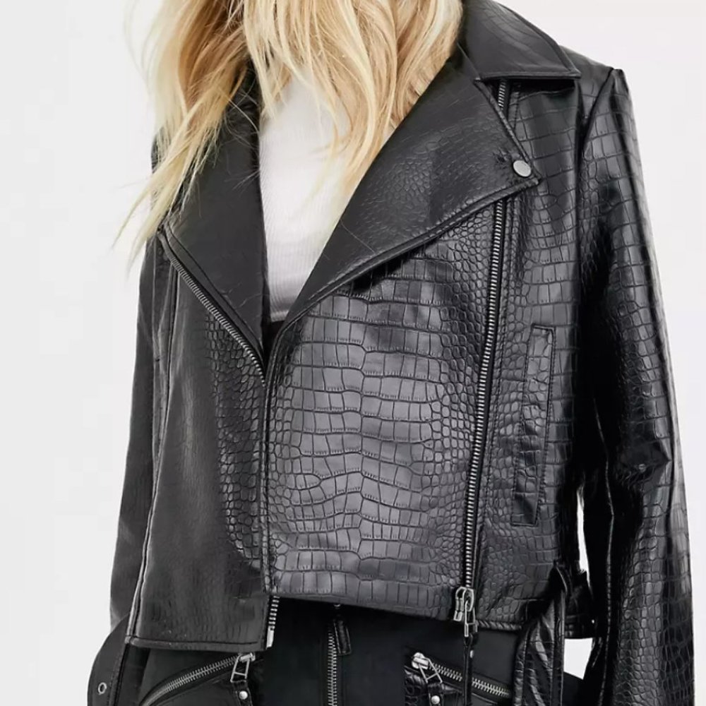 Noisy May Faux Leather Snakeskin Jacket